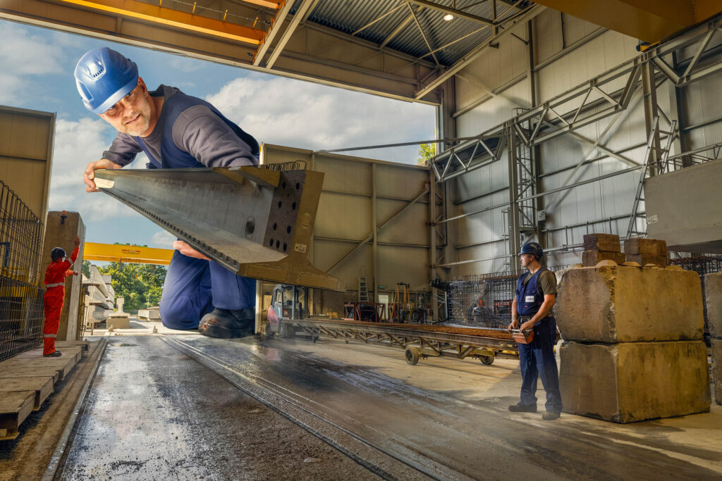 Digital Art Fotografie man die betonnen balk tilt